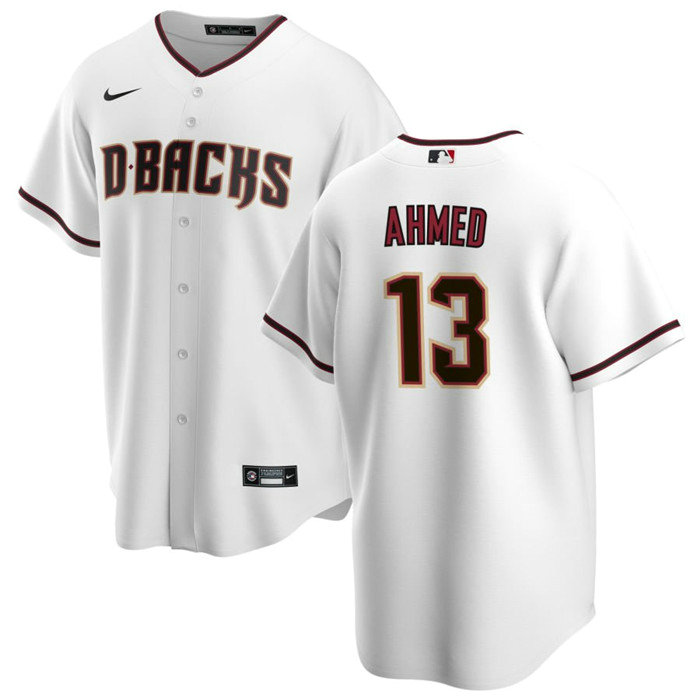 Men's Arizona Diamondbacks #13 Nick Ahmed White Cool Base Stitched Baseball Jerseys