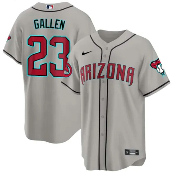 Men's Arizona Diamondbacks #23 Zac Gallen 2023 24 Gray Cool Base Stitched Baseball Jersey