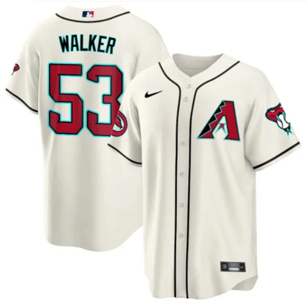 Men's Arizona Diamondbacks #53 Christian Walker 2023 24 Cream Cool Base Stitched Baseball Jersey