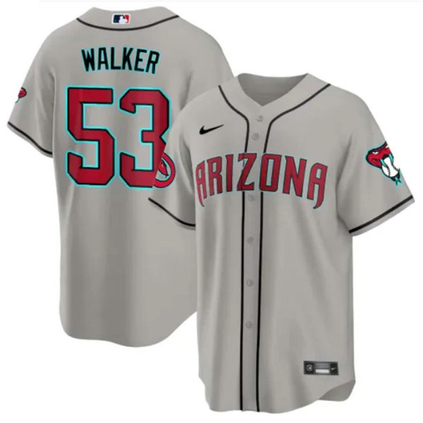 Men's Arizona Diamondbacks #53 Christian Walker 2023 24 Gray Cool Base Stitched Baseball Jersey