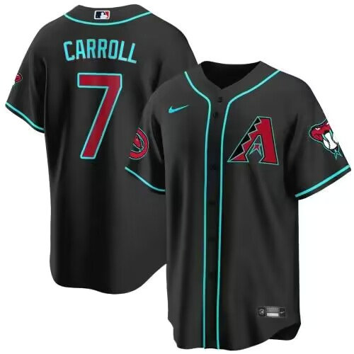 Men's Arizona Diamondbacks #7 Corbin Carroll 2023 24 Black Cool Base Stitched Baseball Jersey