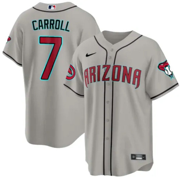 Men's Arizona Diamondbacks #7 Corbin Carroll 2023 24 Gray Cool Base Stitched Baseball Jersey