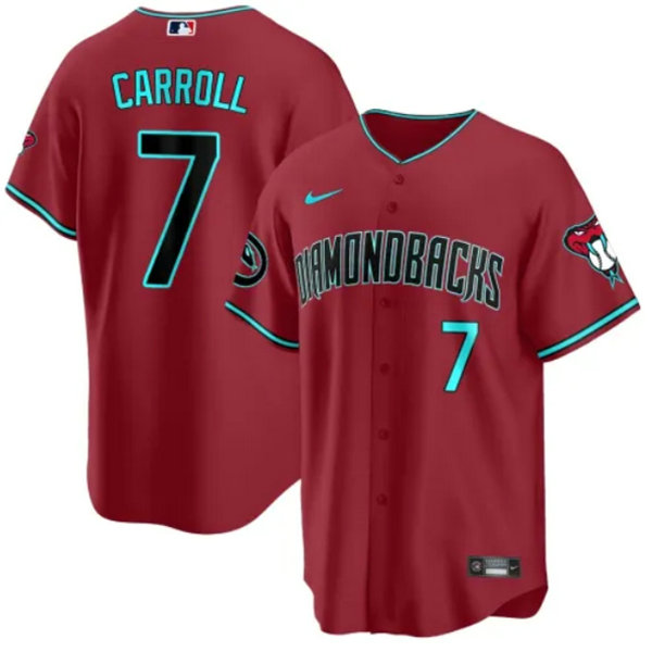 Men's Arizona Diamondbacks #7 Corbin Carroll 2023 24 Red Cool Base Stitched Baseball Jersey