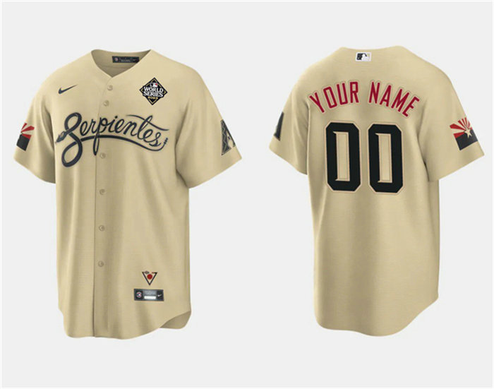 Men's Arizona Diamondbacks Active Player Custom Gold 2023 World Series City Connect Cool Base Stitched Baseball Jersey