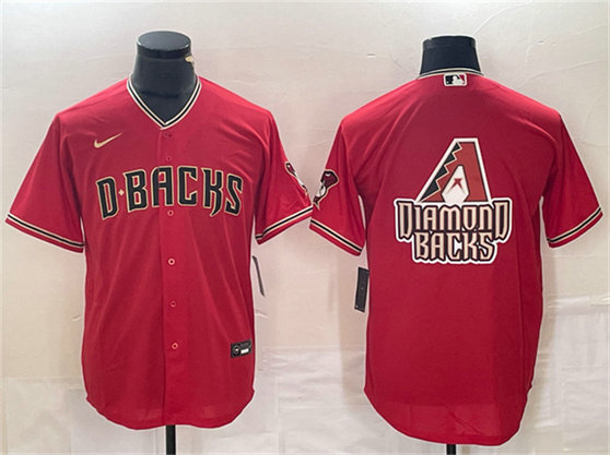 Men's Arizona Diamondbacks Red Team Big Logo Cool Base Stitched Baseball Jersey S