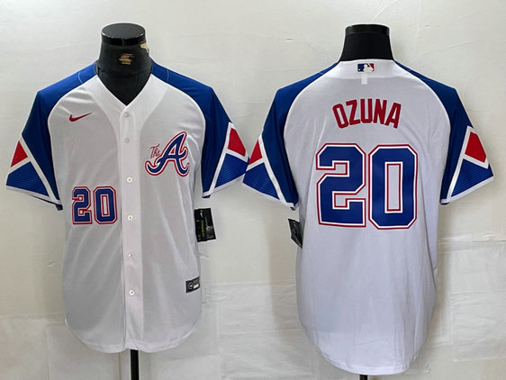 Men's Atlanta Braves #20 Marcell Ozuna White 2024 Home Limited Stitched Baseball Jersey
