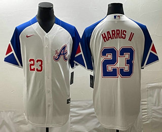 Men's Atlanta Braves #23 Michael Harris II Number White 2023 City Connect Cool Base Stitched Jerseys