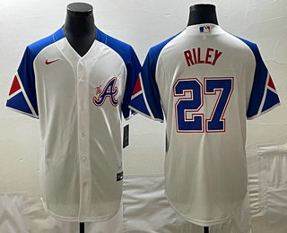 Men's Atlanta Braves #27 Austin Riley White 2023 City Connect Cool Base Stitched Jersey