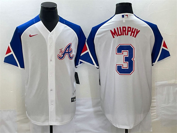 Men's Atlanta Braves #3 Dale Murphy White 2023 City Connect Cool Base Stitched Baseball Jersey