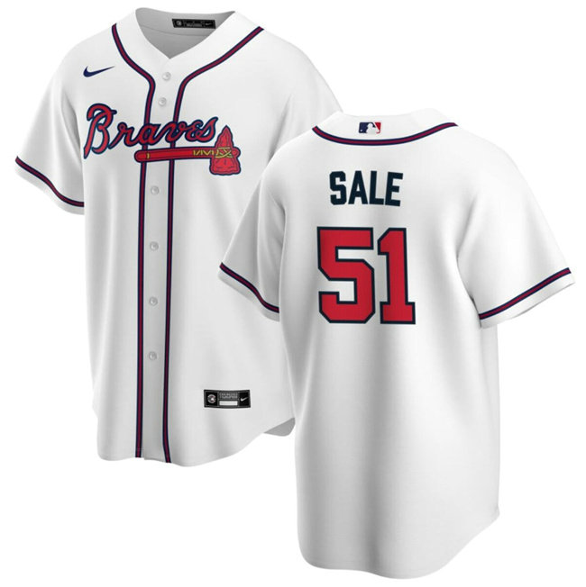Men's Atlanta Braves #51 Chris Sale White Cool Base Stitched Baseball Jersey