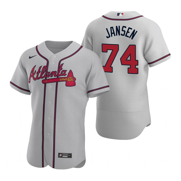 Men's Atlanta Braves #74 Kenley Jansen Grey Flex Base Stitched Baseball Jersey
