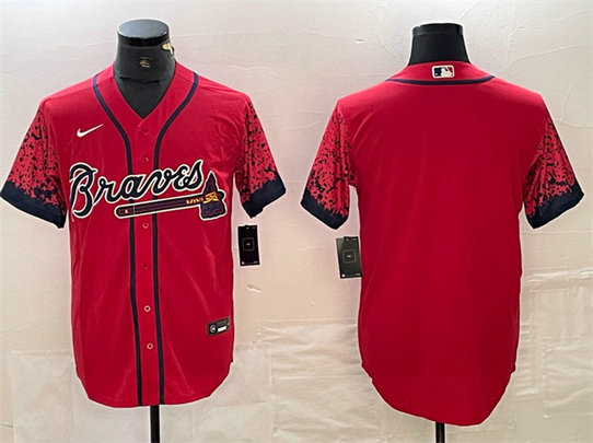Men's Atlanta Braves Blank Red City Connect Cool Base Stitched Baseball Jersey