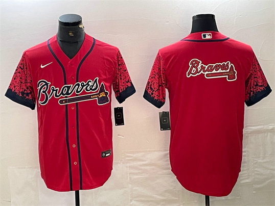 Men's Atlanta Braves Red Team Big Logo City Connect Cool Base Stitched Baseball Jersey