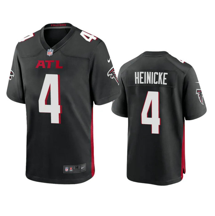 Men's Atlanta Falcons #4 Taylor Heinicke New Black Stitched Game Jersey