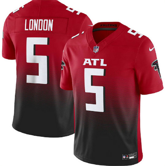 Men's Atlanta Falcons #5 Drake London Red Black 2023 F.U.S.E. Vapor Untouchable Limited Stitched Football Jersey