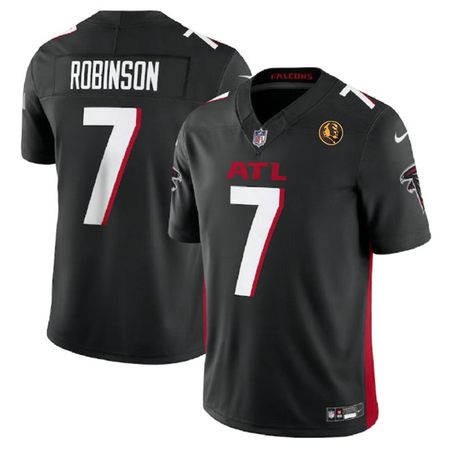 Men's Atlanta Falcons #7 Bijan Robinson Black 2023 F.U.S.E. With John Madden Patch Vapor Limited Stitched Football Jersey