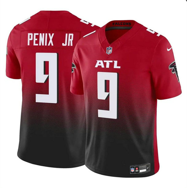 Men's Atlanta Falcons #9 Michael Penix Jr Red Black 2024 Draft F.U.S.E Vapor Untouchable Limited Stitched Football Jersey