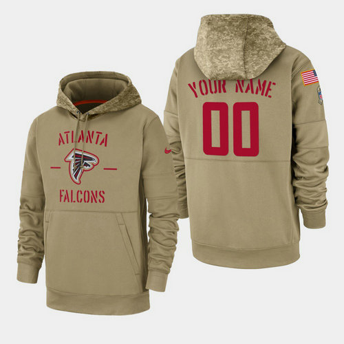 Men's Atlanta Falcons Custom 2019 Salute to Service Sideline Therma Pullover Hoodie - Tan