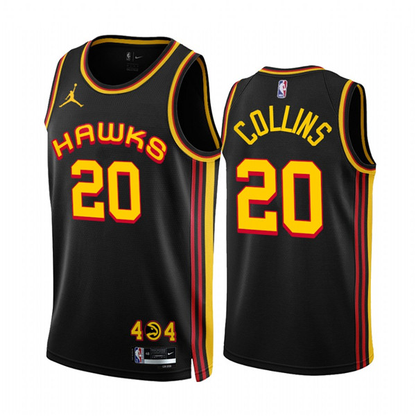Men's Atlanta Hawks #20 John Collins 2022 23 Black Statement Edition Stitched Jersey