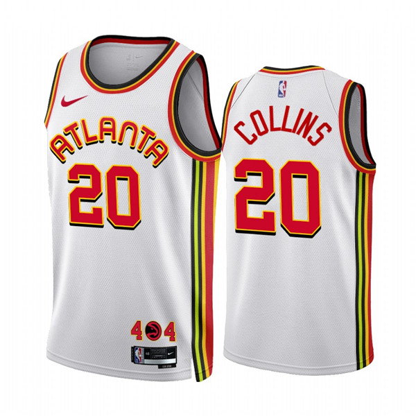 Men's Atlanta Hawks #20 John Collins 2022 23 White Association Edition Stitched Jersey