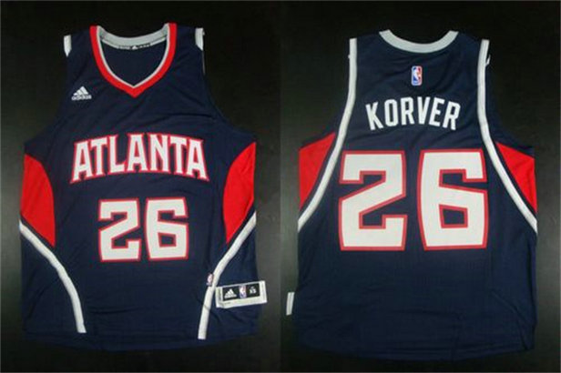 Men's Atlanta Hawks #26 Kyle Korver Navy Stitched Basketball Jersey