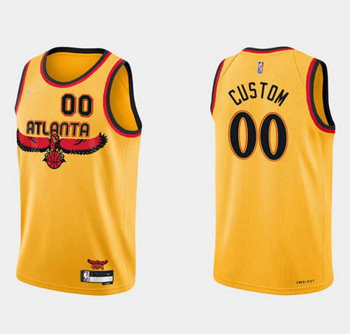 Men's Atlanta Hawks Active Player Custom 2021 22 75th Anniversary Yellow City Edition Stitched Jersey