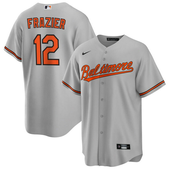 Men's Baltimore Orioles #12 Adam Frazier Grey Cool Base Stitched Jersey