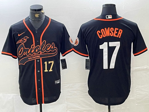 Men's Baltimore Orioles #17 Colton Cowser Black 2023 City Connect Cool Base Stitched Baseball Jersey 4