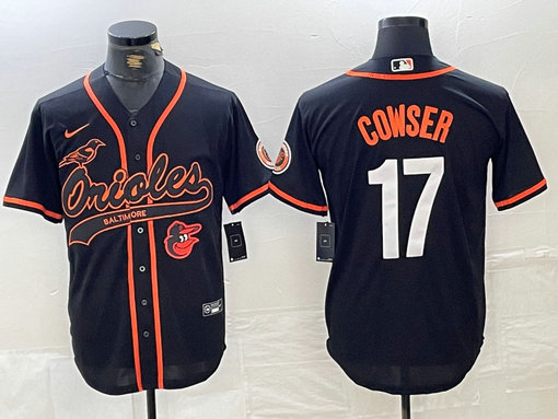 Men's Baltimore Orioles #17 Colton Cowser Black 2023 City Connect Cool Base Stitched Baseball Jersey 5
