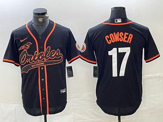 Men's Baltimore Orioles #17 Colton Cowser Black 2023 City Connect Cool Base Stitched Baseball Jersey 6
