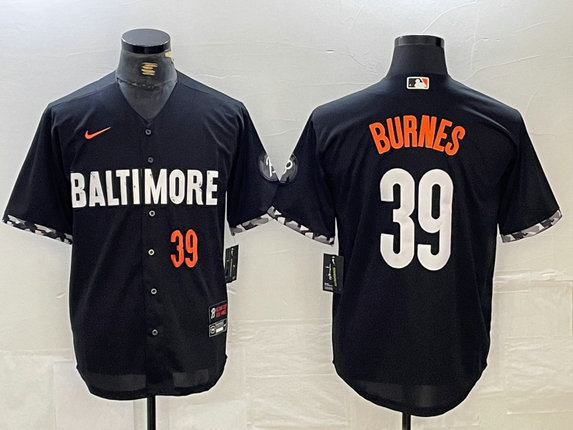 Men's Baltimore Orioles #39 Corbin Burnes Black 2023 City Connect Cool Base Stitched Baseball Jersey 4