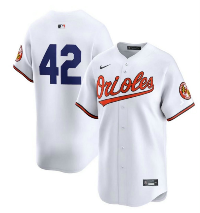 Men's Baltimore Orioles #42 White 2024 White Limited Cool Base Stitched Baseball Jersey