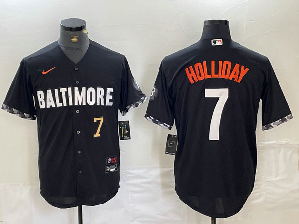 Men's Baltimore Orioles #7 Jackson Holliday Black 2023 City Connect Cool base jerseys 4