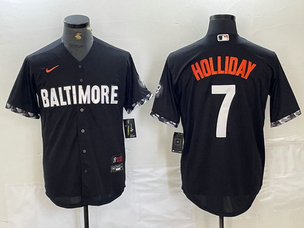 Men's Baltimore Orioles #7 Jackson Holliday Black 2023 City Connect Cool base jerseys