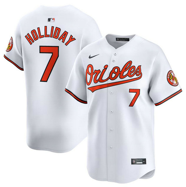 Men's Baltimore Orioles #7 Jackson Holliday White 2024 Home Limited Cool Base Stitched Baseball Jersey