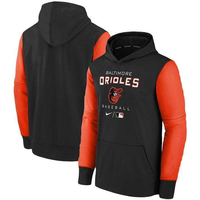 Men's Baltimore Orioles Black 2022 City Connect Therma Performance Pullover Hoodie