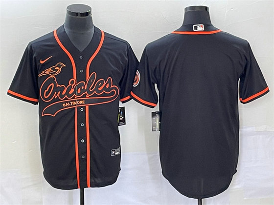 Men's Baltimore Orioles Blank Black Cool Base Stitched Jersey 2