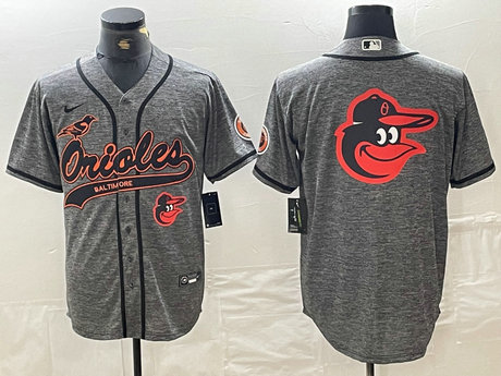 Men's Baltimore Orioles Gray Team Big Logo Cool Base Stitched Jersey 5