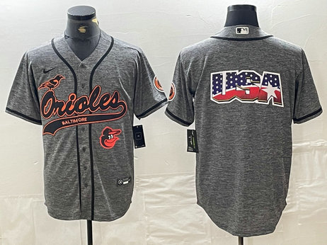 Men's Baltimore Orioles Gray Team Big Logo Cool Base Stitched Jersey 6