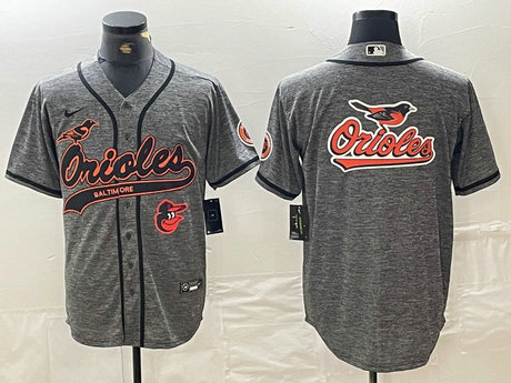 Men's Baltimore Orioles Gray Team Big Logo Cool Base Stitched Jersey 7
