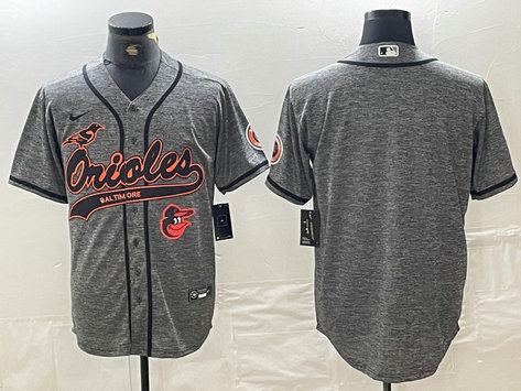 Men's Baltimore Orioles Gray Team Big Logo Cool Base Stitched Jersey 9