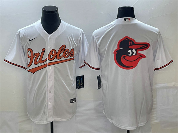 Men's Baltimore Orioles White Team Big Logo Cool Base Stitched Jersey