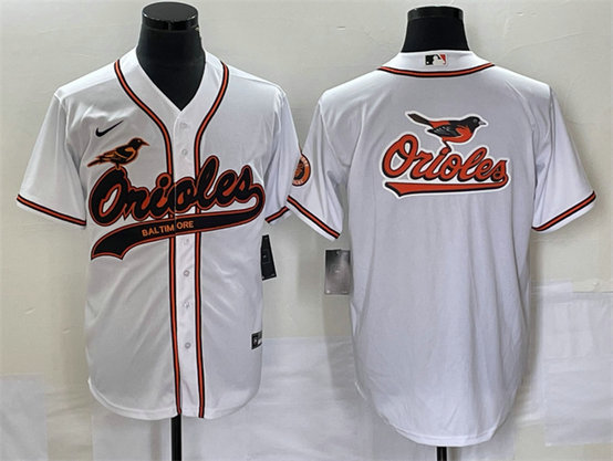 Men's Baltimore Orioles White Team Big Logo Cool Base Stitched JerseyS