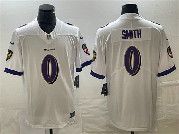Men's Baltimore Ravens #0 Roquan Smith White Vapor Untouchable Limited Football Jersey