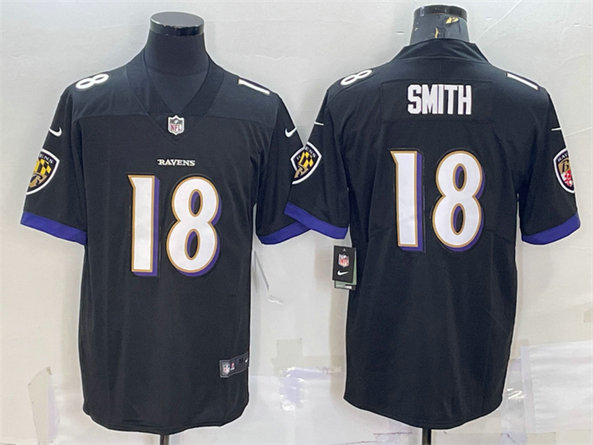 Men's Baltimore Ravens #18 Roquan Smith Black Vapor Untouchable Limited Stitched Jersey