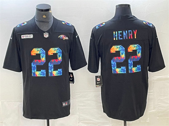 Men's Baltimore Ravens #22 Derrick Henry Black Crucial Catch Limited Football Jersey