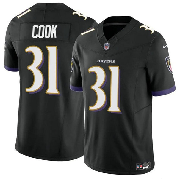 Men's Baltimore Ravens #31 Dalvin Cook Black 2024 F.U.S.E. Vapor Limited Football Jersey