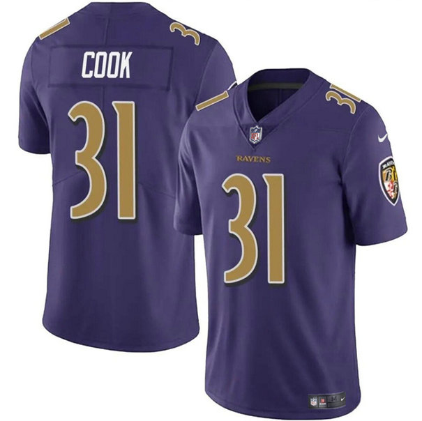Men's Baltimore Ravens #31 Dalvin Cook Purple Color Rush Vapor Limited Football Jersey