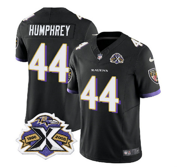 Men's Baltimore Ravens #44 Marlon Humphrey Black 2023 F.U.S.E With Patch Throwback Vapor Limited Jersey