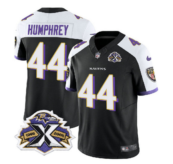 Men's Baltimore Ravens #44 Marlon Humphrey Black White 2023 F.U.S.E With Patch Throwback Vapor Limited Jersey